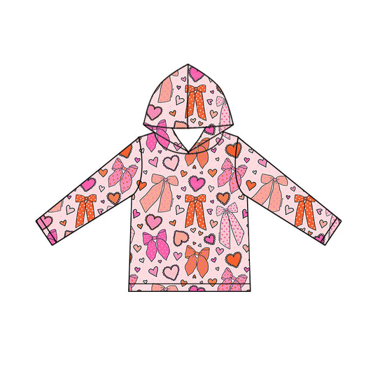 Baby Girls Long Sleeve Pink Bows Hearts Valentine Hoodies Top Preorder