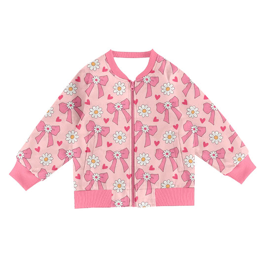 Baby Girls Pink Bows Flowers Pocket Zipper Jackets Top Preorder