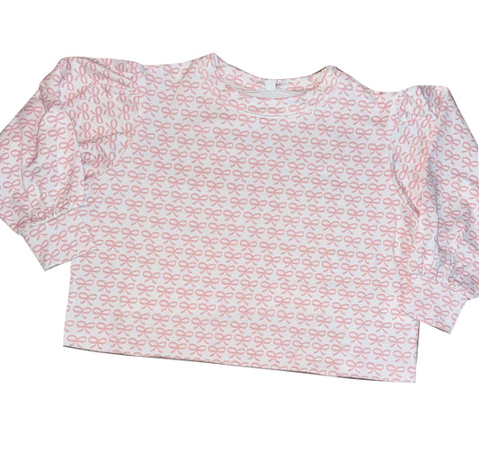 Baby Girls Pink Bows Checked Long Sleeves Yoga Tee Shirts Top Preorder
