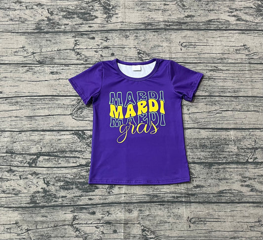 Baby Girls Purple Short Sleeve Mardigras Tee Shirts Top