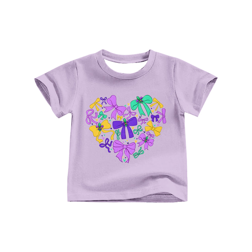 Baby Girls Lavender Short Sleeve Mardigras Anchors Bows Tee Shirts Top Preorder
