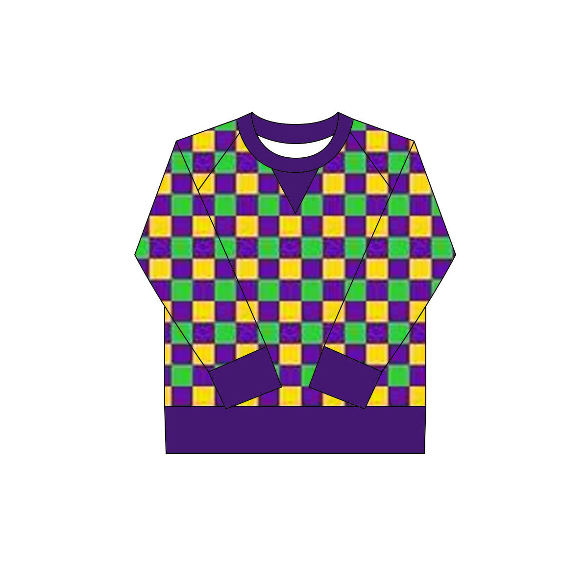 Baby Girls Mardigras Checked Long Sleeve Yoga Tee Shirts Top Preorder