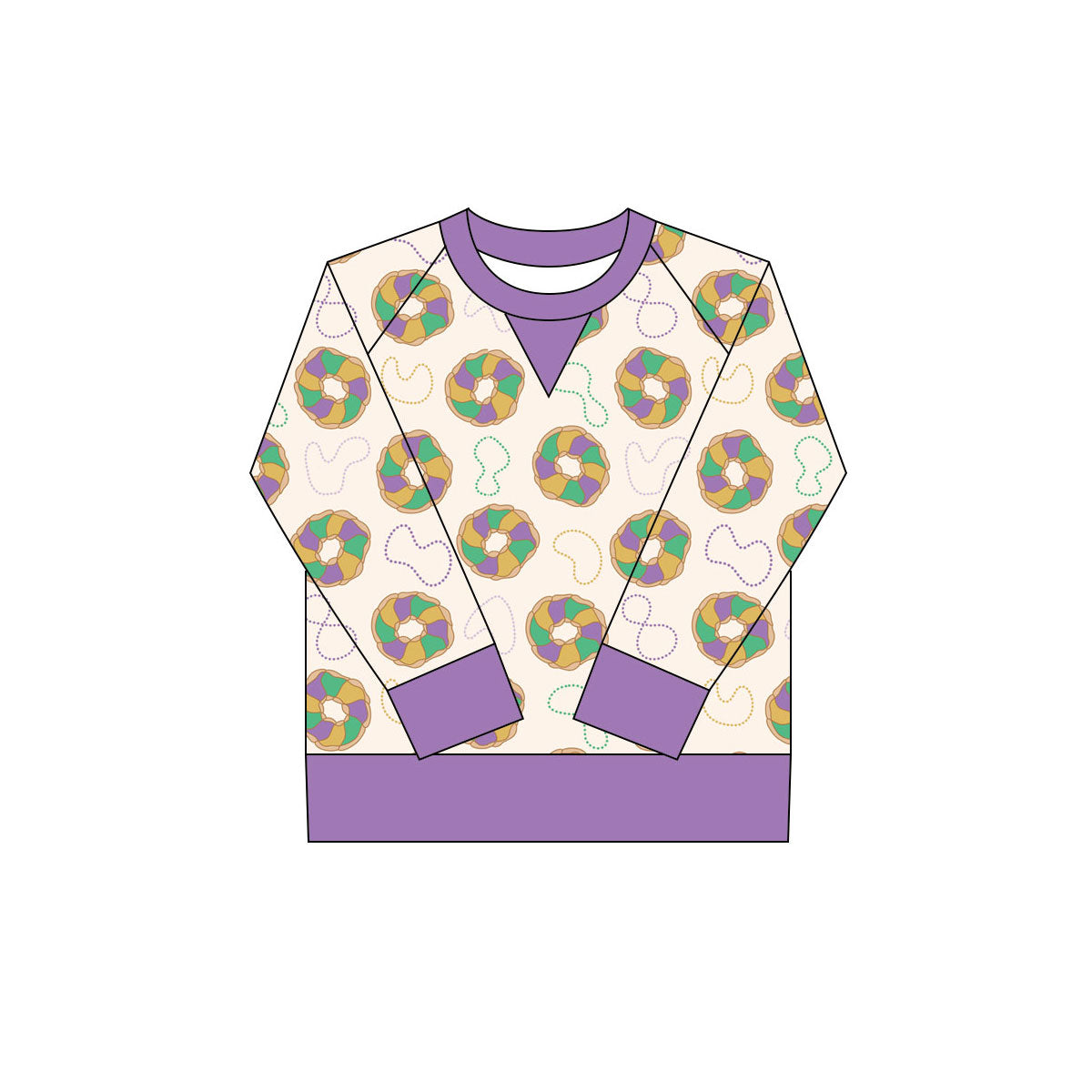 Baby Girls Mardigras Donuts Plaid Long Sleeve Yoga Tee Shirts Top Preorder