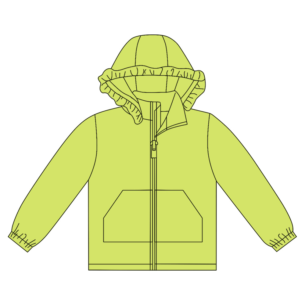 Baby Girls Light Green Long Sleeve Pockets Zipper Yoga Ruffle Hoodie Jackets Preorder