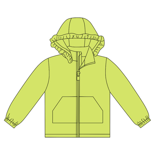 Baby Girls Light Green Long Sleeve Pockets Zipper Yoga Ruffle Hoodie Jackets Preorder
