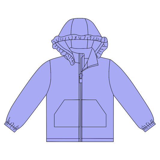 Baby Girls Lavender Long Sleeve Pockets Zipper Yoga Ruffle Hoodie Jackets Preorder