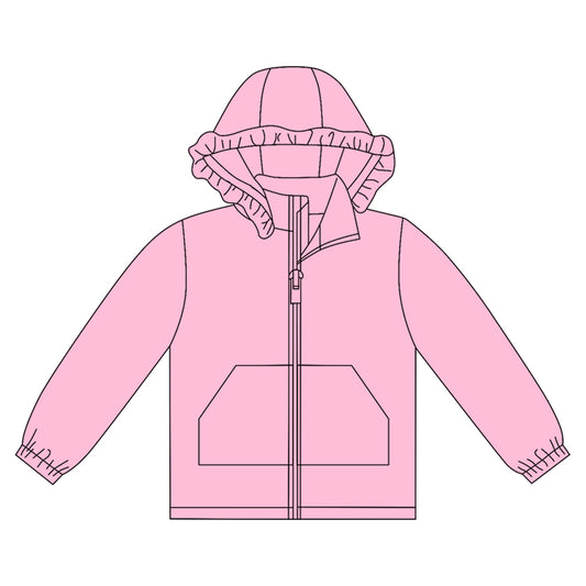 Baby Girls Pink Long Sleeve Pockets Zipper Yoga Ruffle Hoodie Jackets Preorder