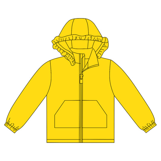Baby Girls Yellow Long Sleeve Pockets Zipper Yoga Ruffle Hoodie Jackets Preorder