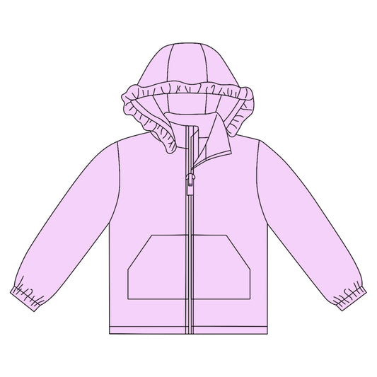 Baby Girls Light Pink Long Sleeve Pockets Zipper Yoga Ruffle Hoodie Jackets Preorder