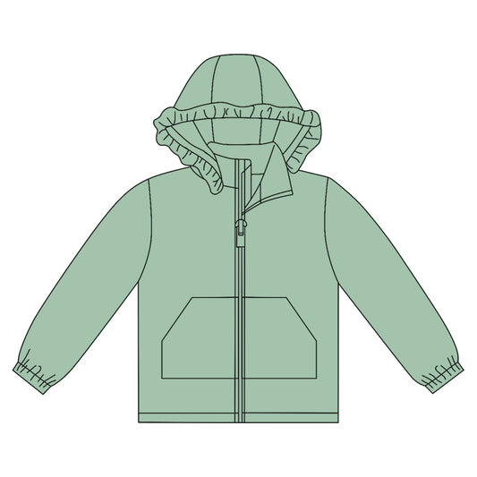Baby Girls Aqua Long Sleeve Pockets Zipper Yoga Ruffle Hoodie Jackets Preorder