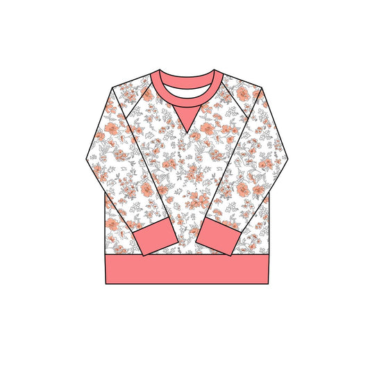 Baby Girls Peach Flowers Long Sleeve Yoga Tee Shirts Top Preorder