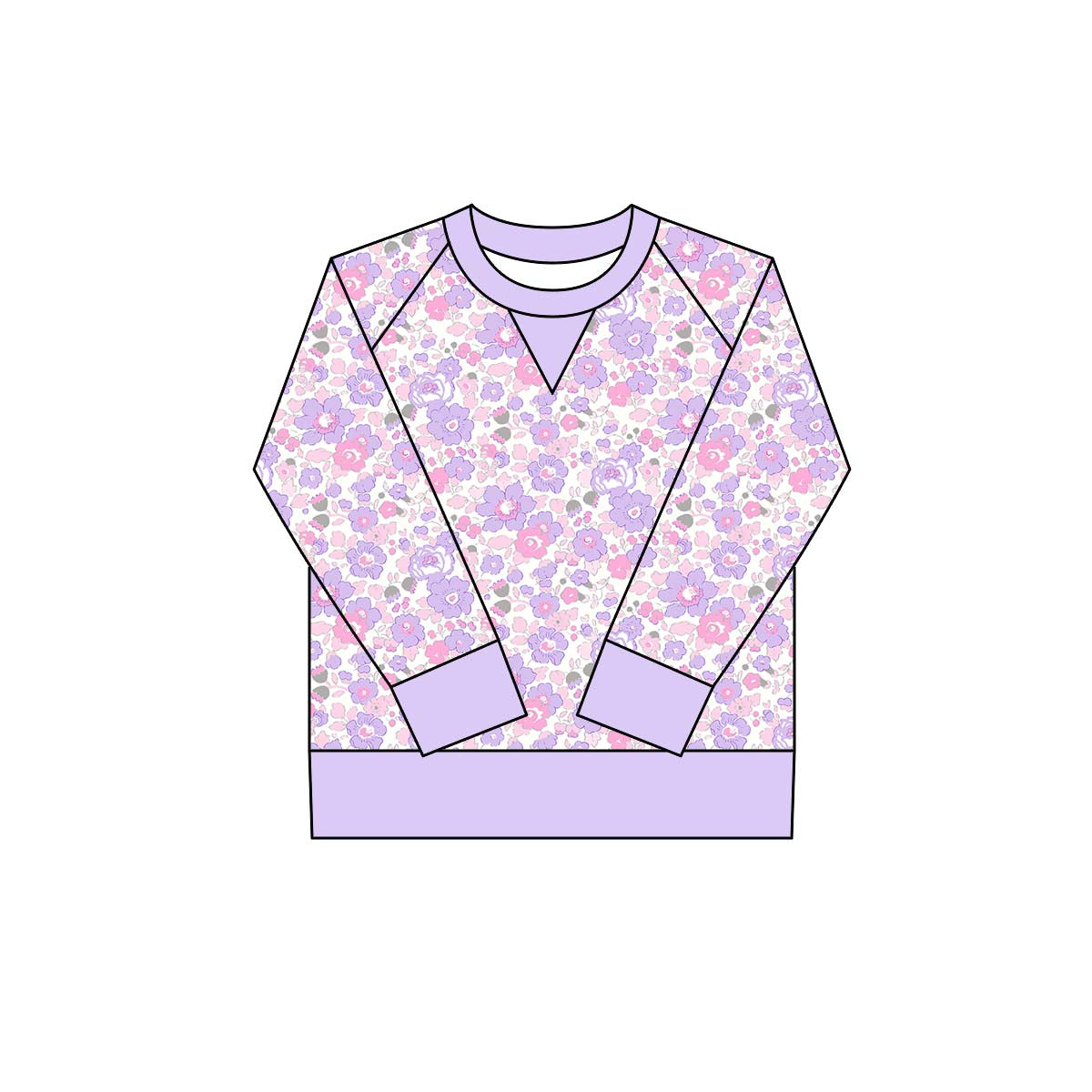 Baby Girls Pink Lavender Flowers Long Sleeve Yoga Tee Shirts Top Preorder