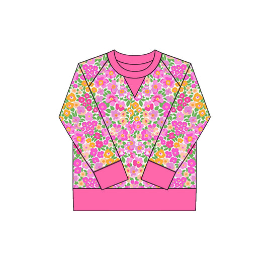 Baby Girls Pink Orange Flowers Long Sleeve Yoga Tee Shirts Top Preorder
