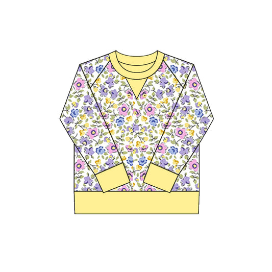 Baby Girls Pink Yellow Flowers Long Sleeve Yoga Tee Shirts Top Preorder