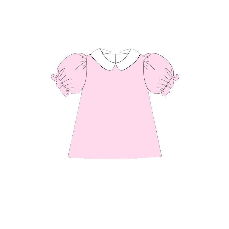 Baby Girls Pink Short Ruffle Sleeve Collar Tee Shirts Tunic Preorder