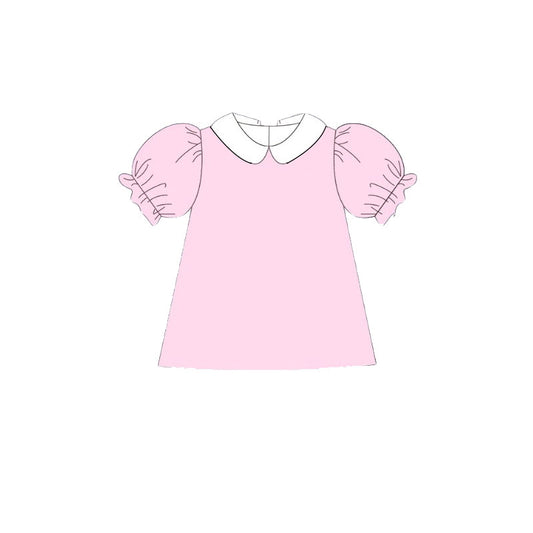 Baby Girls Pink Short Ruffle Sleeve Collar Tee Shirts Tunic Preorder