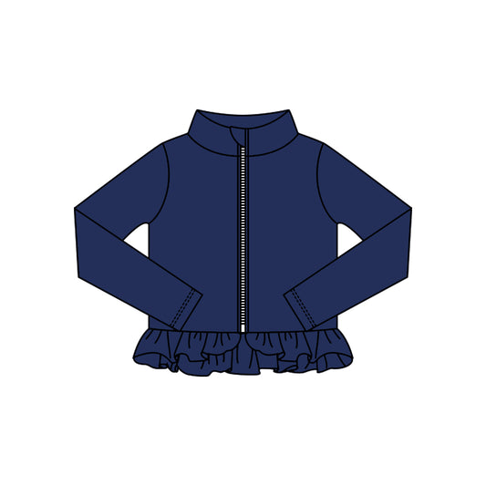 Baby Girls Navy Ruffle Yoga Zipper Jackets Top Preorder