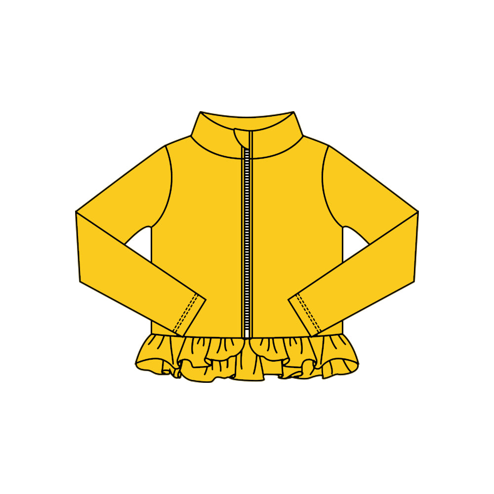 Baby Girls Yellow Ruffle Yoga Zipper Jackets Top Preorder
