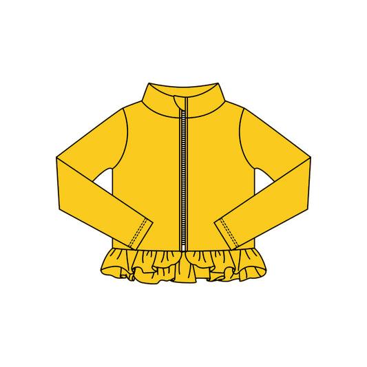 Baby Girls Yellow Ruffle Yoga Zipper Jackets Top Preorder