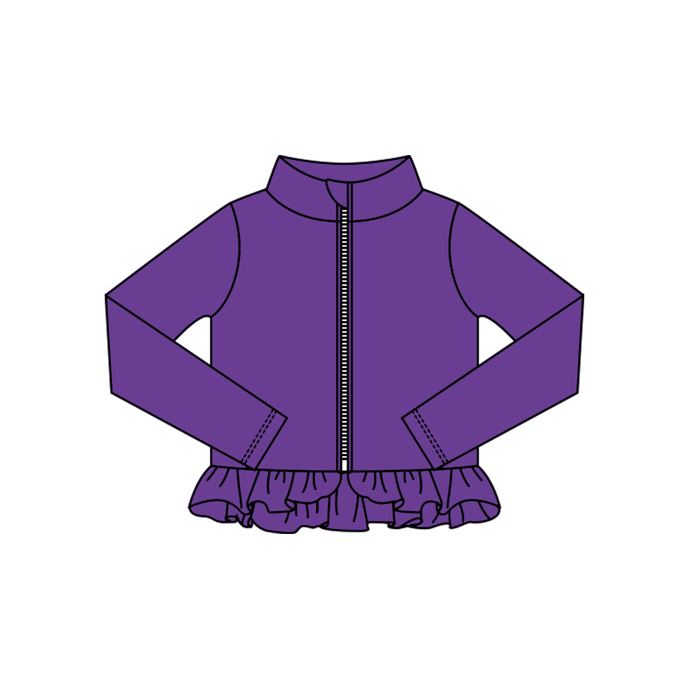 Baby Girls Purple Ruffle Yoga Zipper Jackets Top Preorder