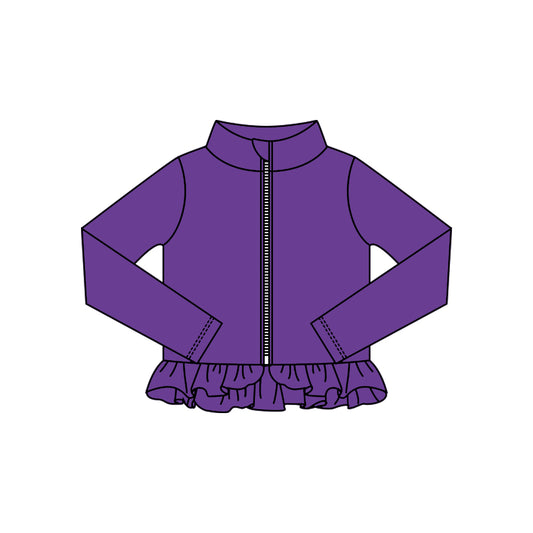Baby Girls Purple Ruffle Yoga Zipper Jackets Top Preorder