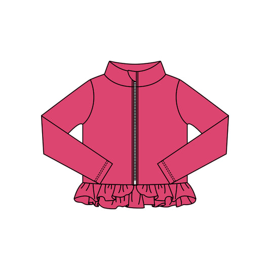 Baby Girls Watermelon Red Ruffle Yoga Zipper Jackets Top Preorder