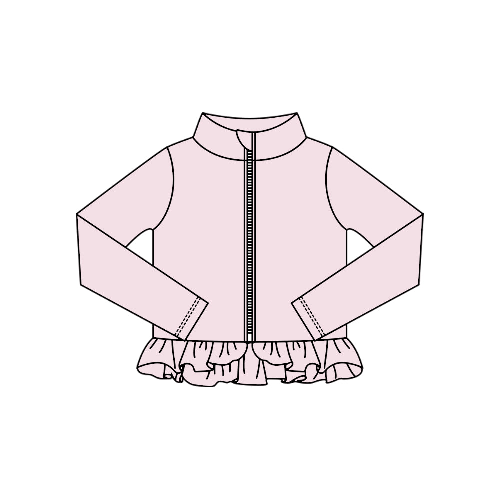 Baby Girls Light Pink Ruffle Yoga Zipper Jackets Top Preorder