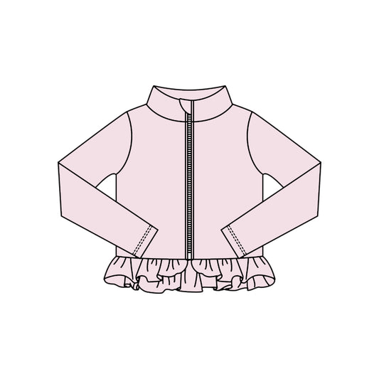 Baby Girls Light Pink Ruffle Yoga Zipper Jackets Top Preorder