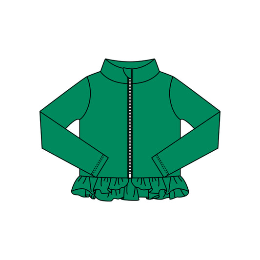 Baby Girls Green Ruffle Yoga Zipper Jackets Top Preorder