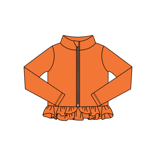 Baby Girls Orange Ruffle Yoga Zipper Jackets Top Preorder