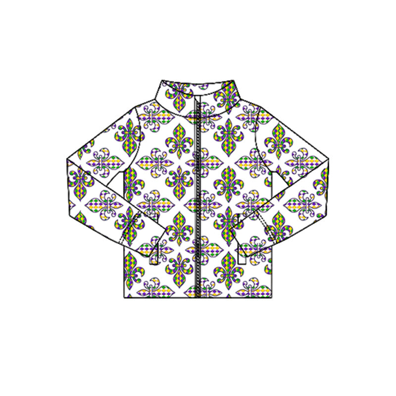 Baby Girls Anchors Plaid Mardigras Yoga Zipper Jackets Top Preorder