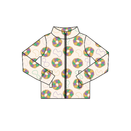Baby Girls Mardigras Donuts Lights Yoga Zipper Jackets Top Preorder