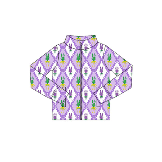 Baby Girls Mardigras Crayfishes Checked Yoga Zipper Jackets Top Preorder