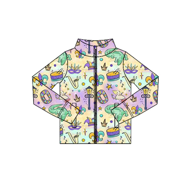 Baby Girls Mardigras Anchors Crocodiles Yoga Zipper Jackets Top Preorder