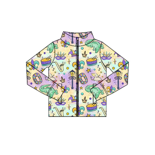 Baby Girls Mardigras Anchors Crocodiles Yoga Zipper Jackets Top Preorder