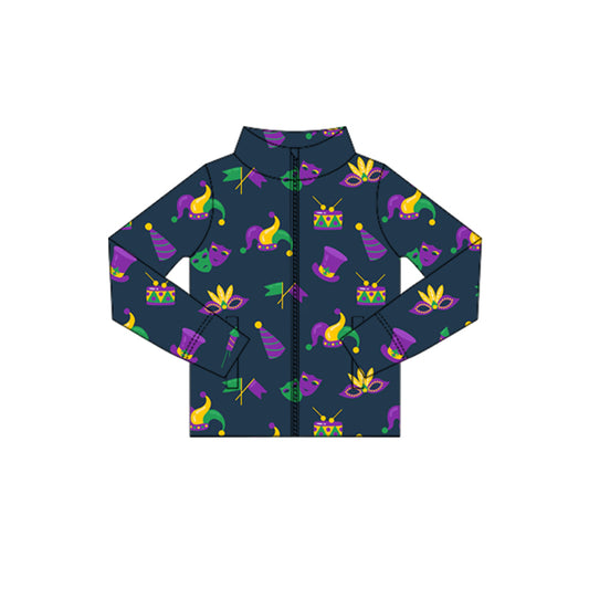 Baby Girls Mardigras Anchors Masks Yoga Zipper Jackets Top Preorder