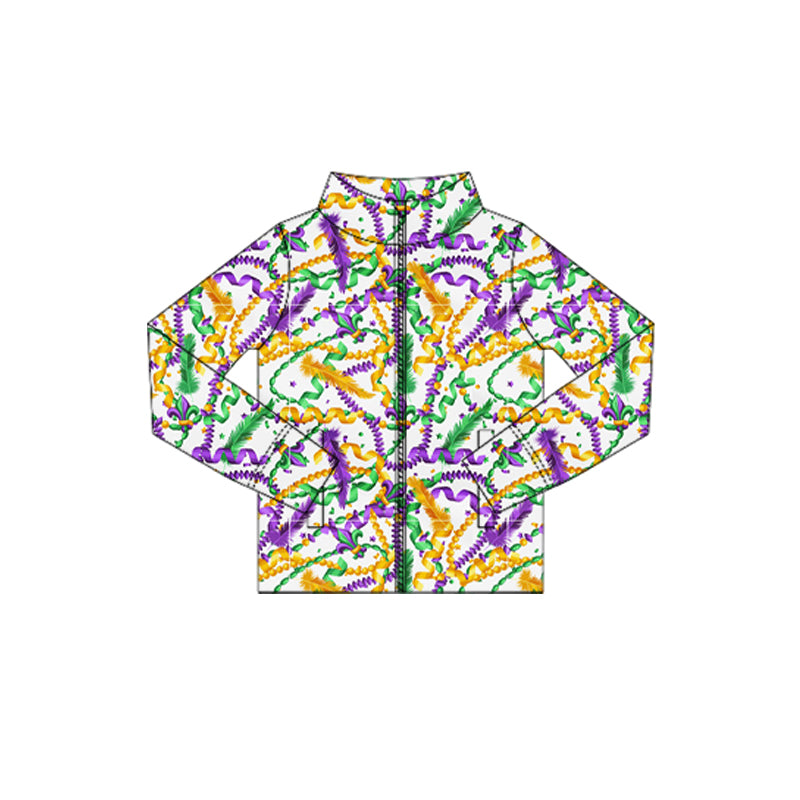 Baby Girls Mardigras Lights Fur Yoga Zipper Jackets Top Preorder
