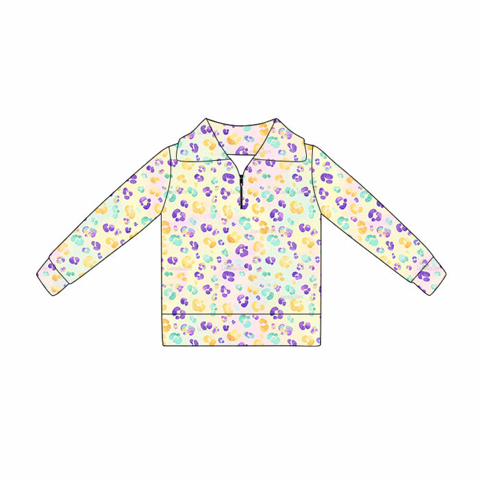 Baby Girls Mardigras Leopard Zipper Pullovers Top Preorder