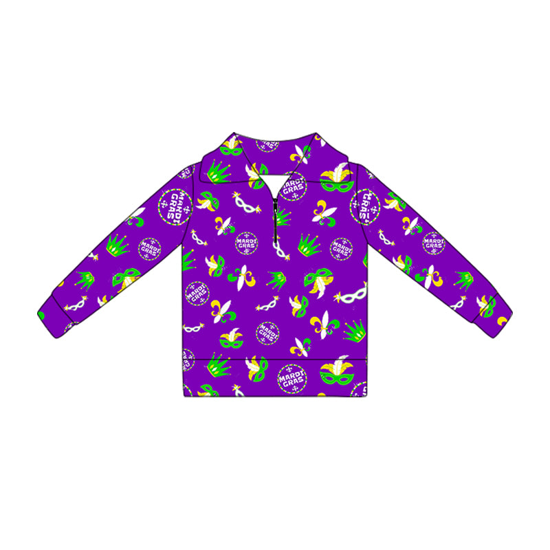Baby Girls Mardigras Anchors Masks Zipper Pullovers Top Preorder