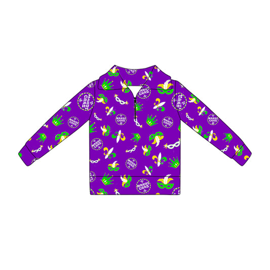 Baby Girls Mardigras Anchors Masks Zipper Pullovers Top Preorder