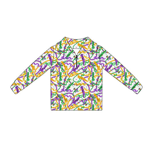 Baby Girls Mardigras Lights Fur Zipper Pullovers Top Preorder
