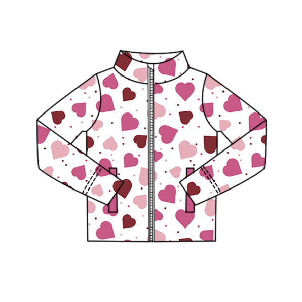 Baby Girls Pink Hearts Polka Dots Yoga Zipper Pockets Valentine Jackets Preorder