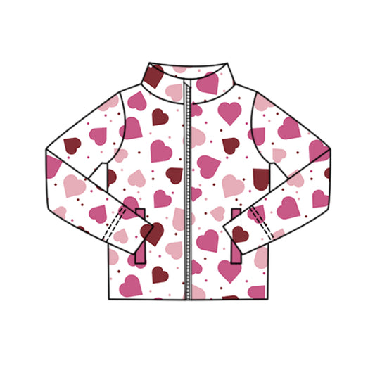 Baby Girls Pink Hearts Polka Dots Yoga Zipper Pockets Valentine Jackets Preorder