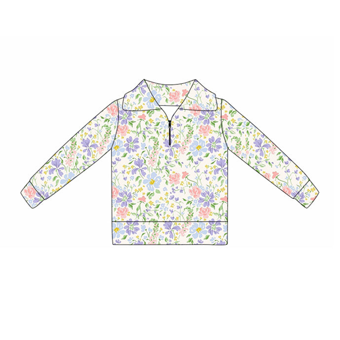 Baby Girls Pink Purple Floral Yoga Zipper Pullovers Top Preorder