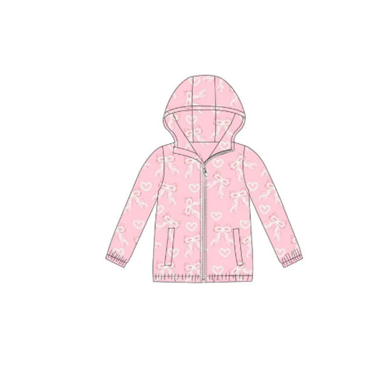 Baby Girls Pink Bows Hearts Pockets Valentine Zipper Hoodies Jackets Preorder