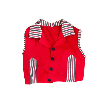 GT1393Baby Girls Stripe Sleeveless Button Pockets July 4th Vests Top Preorder