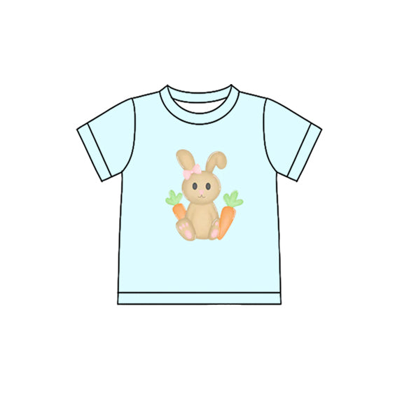 Baby Girls Aqua Short Sleeve Rabbits Carrots Easter T-shirts Top Preorder