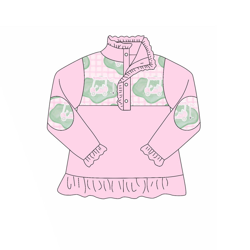 Baby Girls Pink Checked Golf Flags Button Polo Shirts Top Preorder