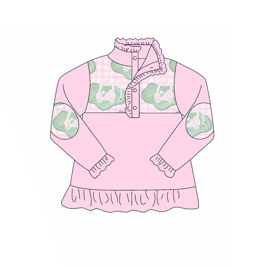 Baby Girls Pink Checked Golf Flags Button Polo Shirts Top Preorder