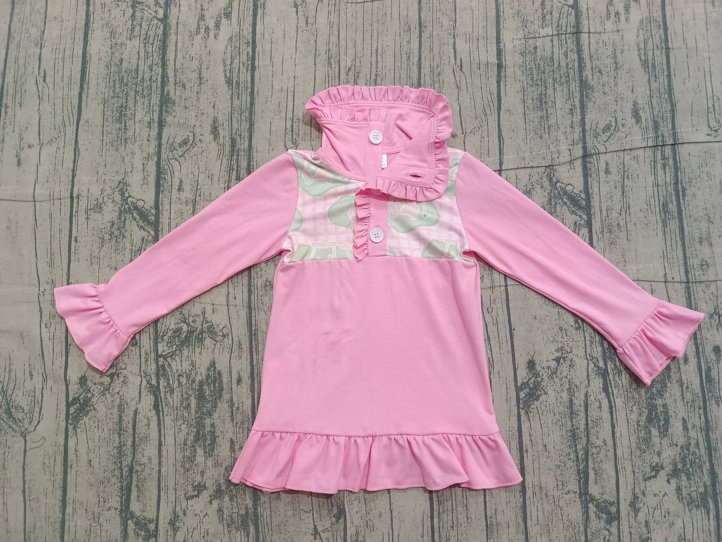 Baby Girls Pink Checked Golf Flags Button Polo Shirts Top